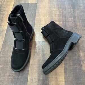 Aquatalia Liv Weatherproof Suede Booties in Black Size 7